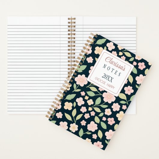 Custom Modern Pink Wildflowers Notitieboek (Binnen)