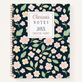 Custom Modern Pink Wildflowers Notitieboek