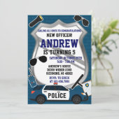 Custom Modern Police Birthday Party Invitation Kaart (Staand voorkant)