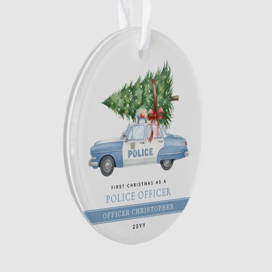 Custom Modern Police Officer First Christmas Ornament (voorkant)