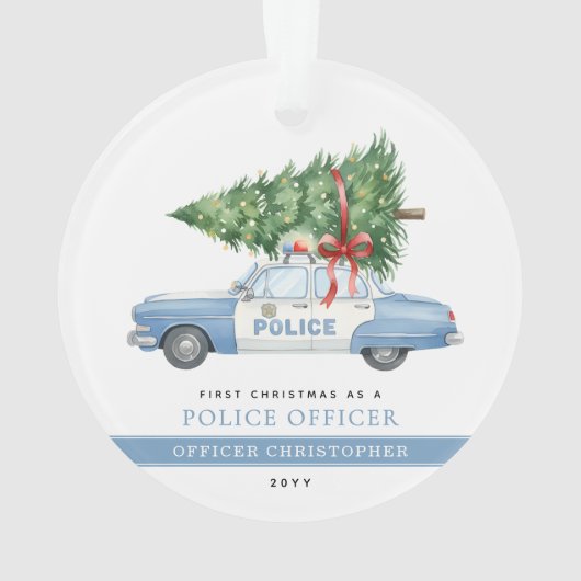 Custom Modern Police Officer First Christmas Ornament (achterkant)
