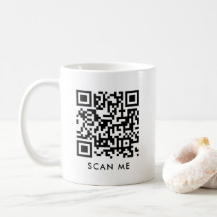 Custom Modern QR Code Scan Me Sjabloon Wit Koffiemok
