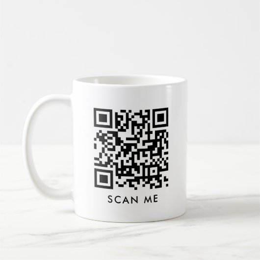 Custom Modern QR Code Scan Me Sjabloon Wit Koffiemok (Links)