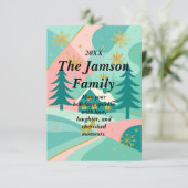 Custom Modern Retro Holiday Kaart – kleurrijk (Staand voorkant)