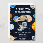 Custom Modern Rocket Ship Outer Space Verjaardag Kaart (Voorkant / Achterkant)