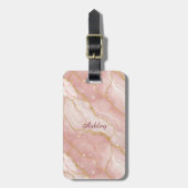 Custom Modern Rose Quartz Marble Gold Bagagelabel (Voorkant verticaal)
