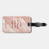 Custom Modern Rose Quartz Marble Gold Bagagelabel (Achterkant horizontaal)