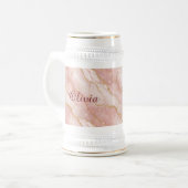 Custom Modern Rose Quartz Marble Gold Glitter Bierpul (Voorkant links)