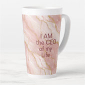 Custom Modern Rose Quartz Marble Gold Glitter Latte Mok (Rechterhoek)