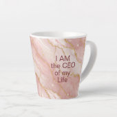 Custom Modern Rose Quartz Marble Gold Glitter Latte Mok (Rechterhoek)
