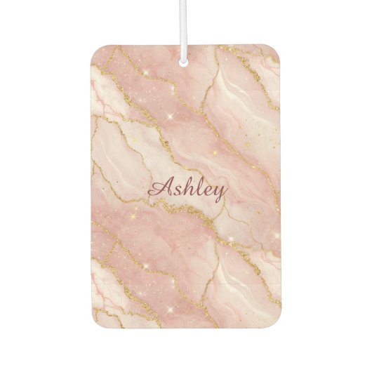 Custom Modern Rose Quartz Marble Gold Luchtverfrisser (Voorkant)