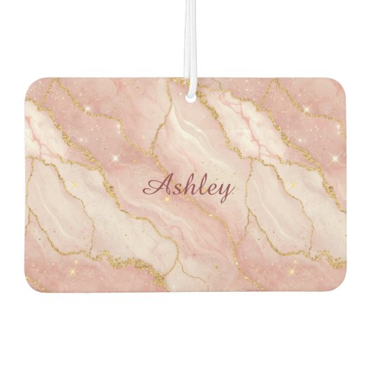 Custom Modern Rose Quartz Marble Gold Luchtverfrisser (Voorkant)
