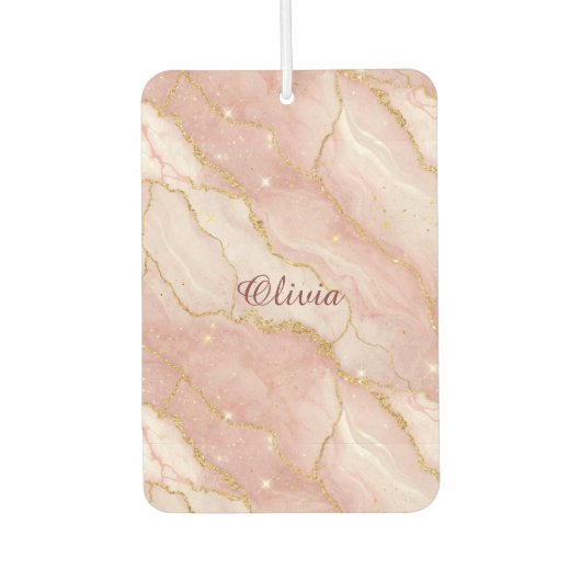 Custom Modern Rose Quartz Marble Gold Luchtverfrisser (Voorkant)