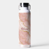 Custom Modern Rose Quartz Marble Gold Waterfles (Voorkant)
