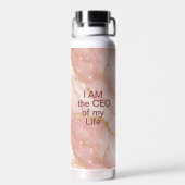 Custom Modern Rose Quartz Marble Gold Waterfles (Achterkant)