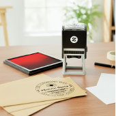 Custom Modern Round Return Address & Biz Name  Zelfinktende Stempel