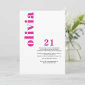 Custom Modern Roze 21e Verjaardag Kaart (Staand voorkant)