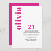 Custom Modern Roze 21e Verjaardag Kaart (Voorkant / Achterkant)