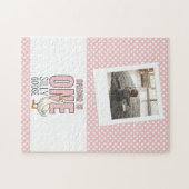 Custom Modern Roze Een Gekke Gans Eerste Verjaarda Legpuzzel (Horizontaal)