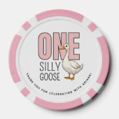 Custom Modern Roze Een Gekke Gans Eerste Verjaarda Poker Chips (Achterkant)