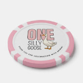 Custom Modern Roze Een Gekke Gans Eerste Verjaarda Poker Chips (Enkel)