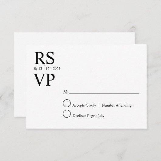 Custom Modern rsvp card Kaart (Voorkant / Achterkant)