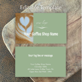 Custom Modern Sage Add Logo and Photo Template Visitekaartje