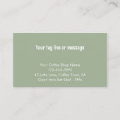 Custom Modern Sage Coffee Shop Photo Template Visitekaartje (Achterkant)