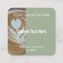 Custom Modern Sage Green Cafe Photo Template Vierkante Visitekaartje