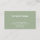 Custom Modern Sage Green Coffee Shop Template Visitekaartje (Achterkant)