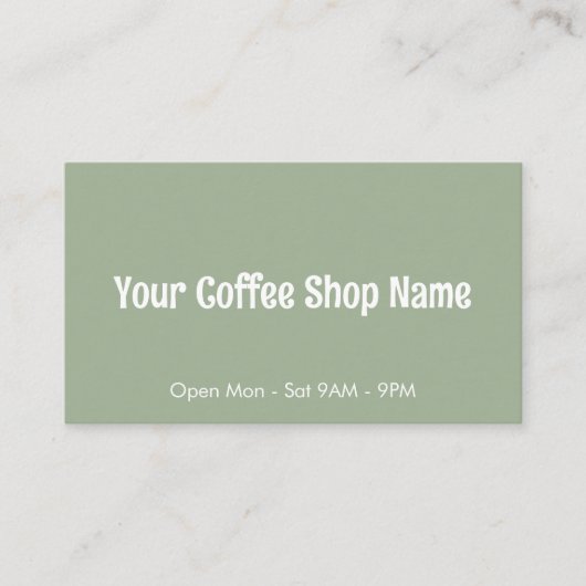 Custom Modern Sage Green Coffee Shop Template Visitekaartje (Voorkant)
