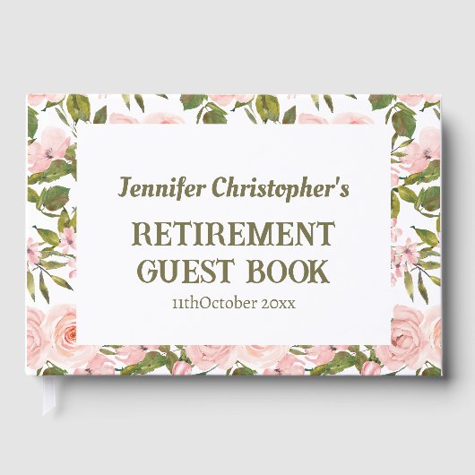 Custom modern Schattige Roze Bloemen Greenery Pens Gastenboek (Voorkant)