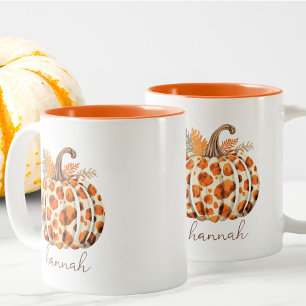 Custom Modern Schattige Sinaasappel Pompoen Oogst  Tweekleurige Koffiemok