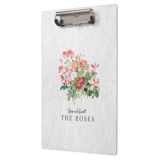 Custom Modern Script Waterverf Floral Roos Klembord (Links)