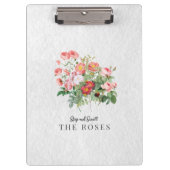 Custom Modern Script Waterverf Floral Roos Klembord (Voorkant)