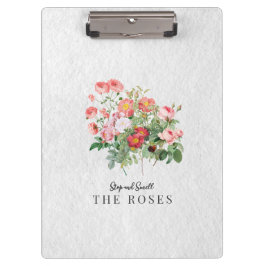 Custom Modern Script Waterverf Floral Roos Klembord