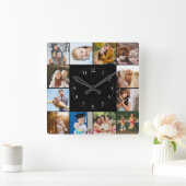 Custom Modern Simple Easy Family Photo Collage Vierkante Klok (Huis)