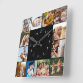 Custom Modern Simple Easy Family Photo Collage Vierkante Klok (Hoek)