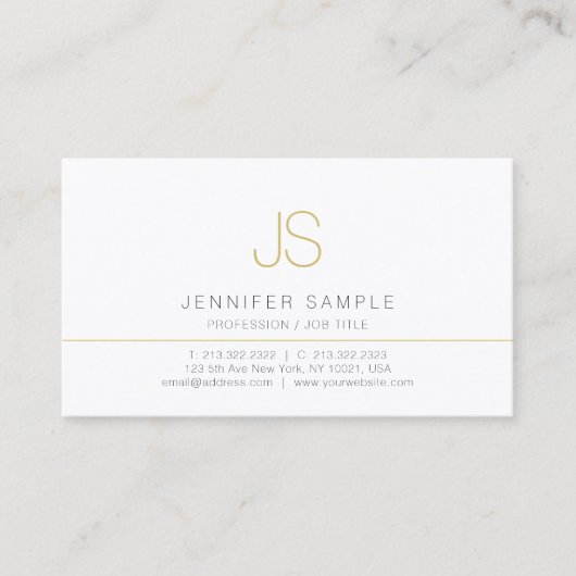 Custom Modern Simple Professional Elegant Monogram Visitekaartje (Voorkant)