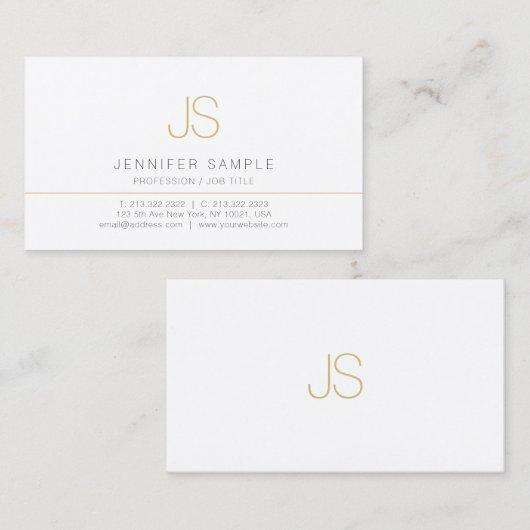 Custom Modern Simple Professional Elegant Monogram Visitekaartje (Voorkant / Achterkant)