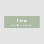 Custom Modern Simple Script Sage Green Employee ID Naamplaatje (Voorkant)