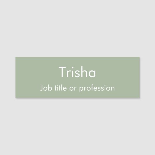 Custom Modern Simple Script Sage Green Employee ID Naamplaatje (Voorkant)