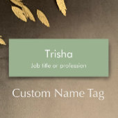 Custom Modern Simple Script Sage Green Employee ID Naamplaatje