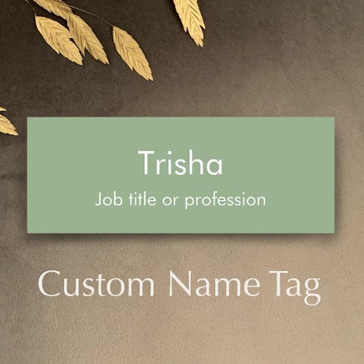Custom Modern Simple Script Sage Green Employee ID Naamplaatje