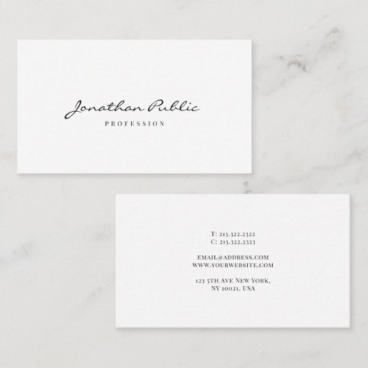 Custom Modern Simple Template Script Typography Visitekaartje (Voorkant / Achterkant)