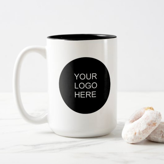 Custom Modern Simple Upload Your Company Logo Tweekleurige Koffiemok (Met donut)