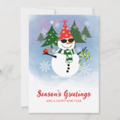 Custom Modern Stijlvolle Sneeuwpop Sneeuwvlokken K Feestdagenkaart (Voorkant)