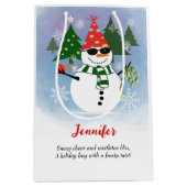 Custom Modern Stijlvolle Sneeuwpop Sneeuwvlokken K Medium Cadeauzakje (Voorkant)