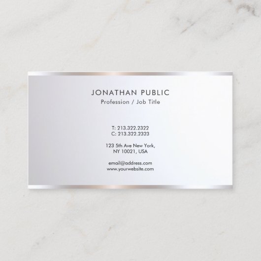 Custom Modern Stylish Professional Silver Template Visitekaartje (Achterkant)