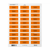 Custom Modern Stylish Safety Orange Address Label (Full Sheet)